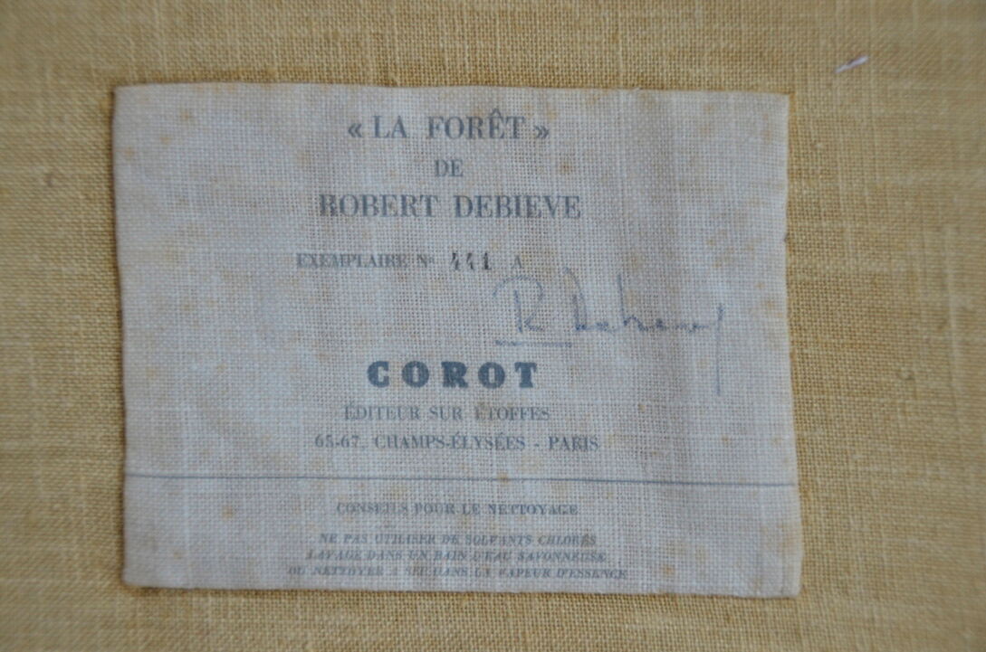 Silkscreened tapestry "The Forest" by Robert Debiève