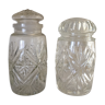 2 chiseled glass jars