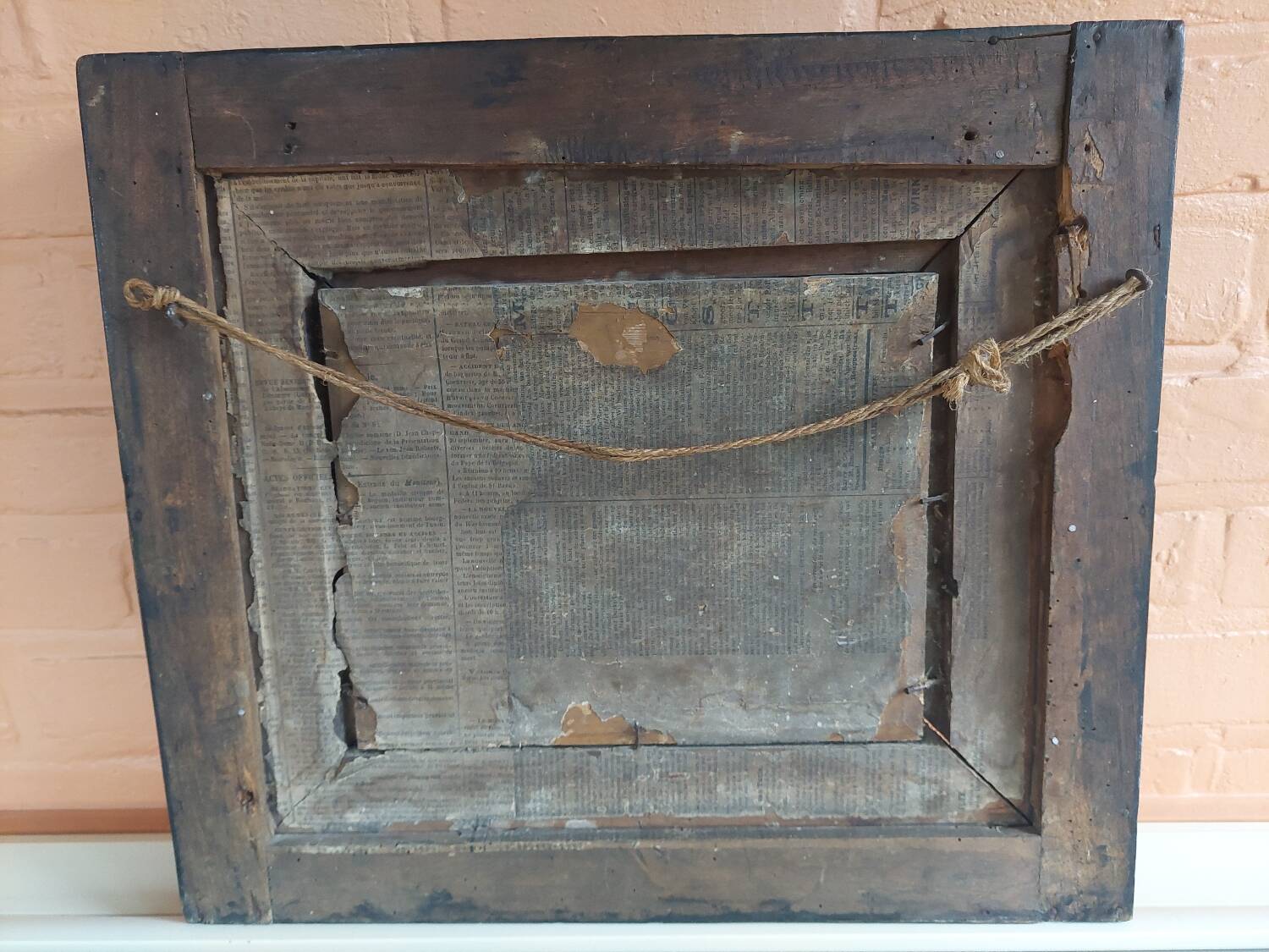Peinture originale antique.Huile sur bois.