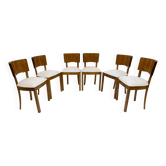Six of Art Deco Italian Walnut Dining Chairs, 1930s