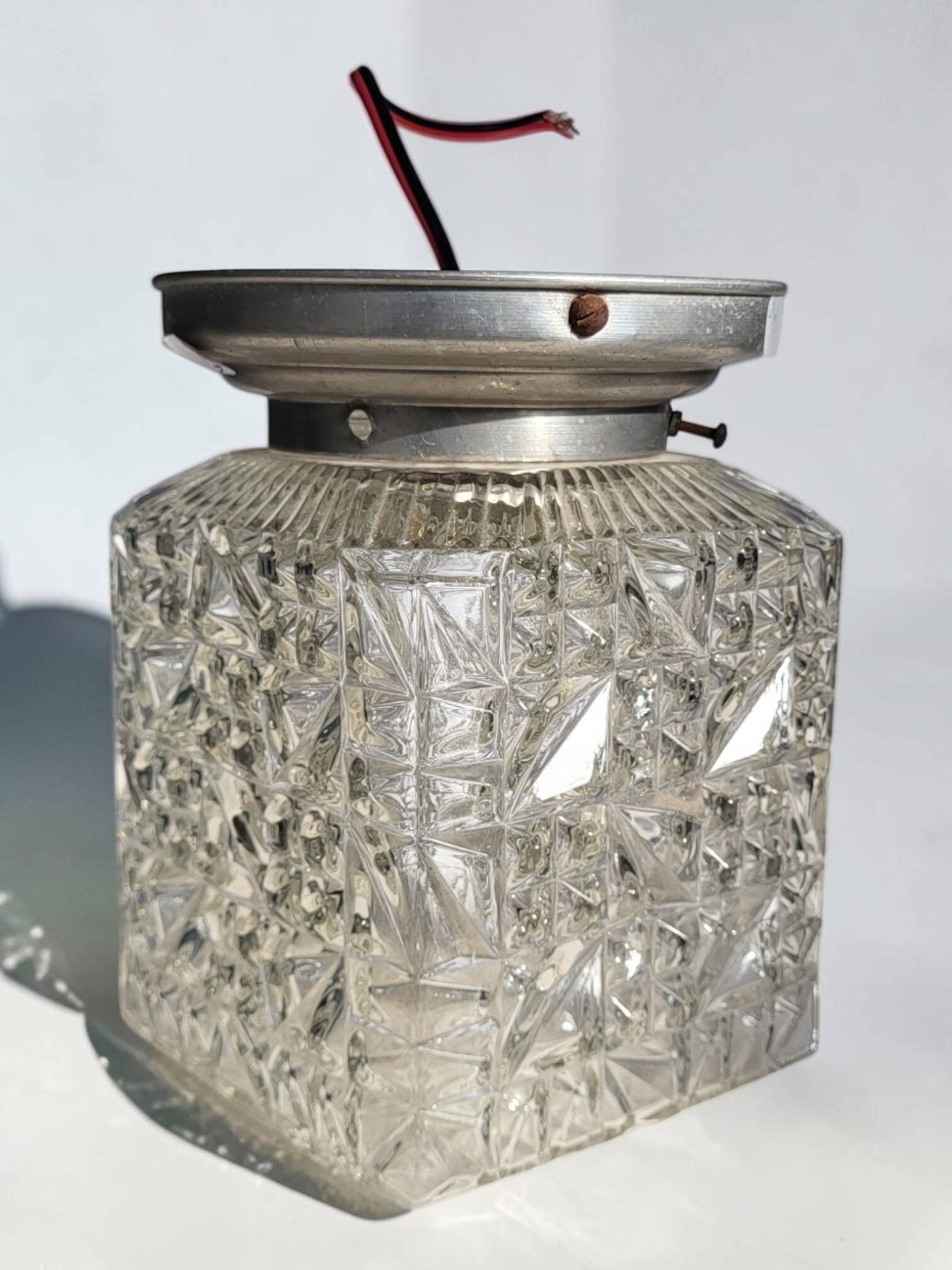 1950s glass ceiling light