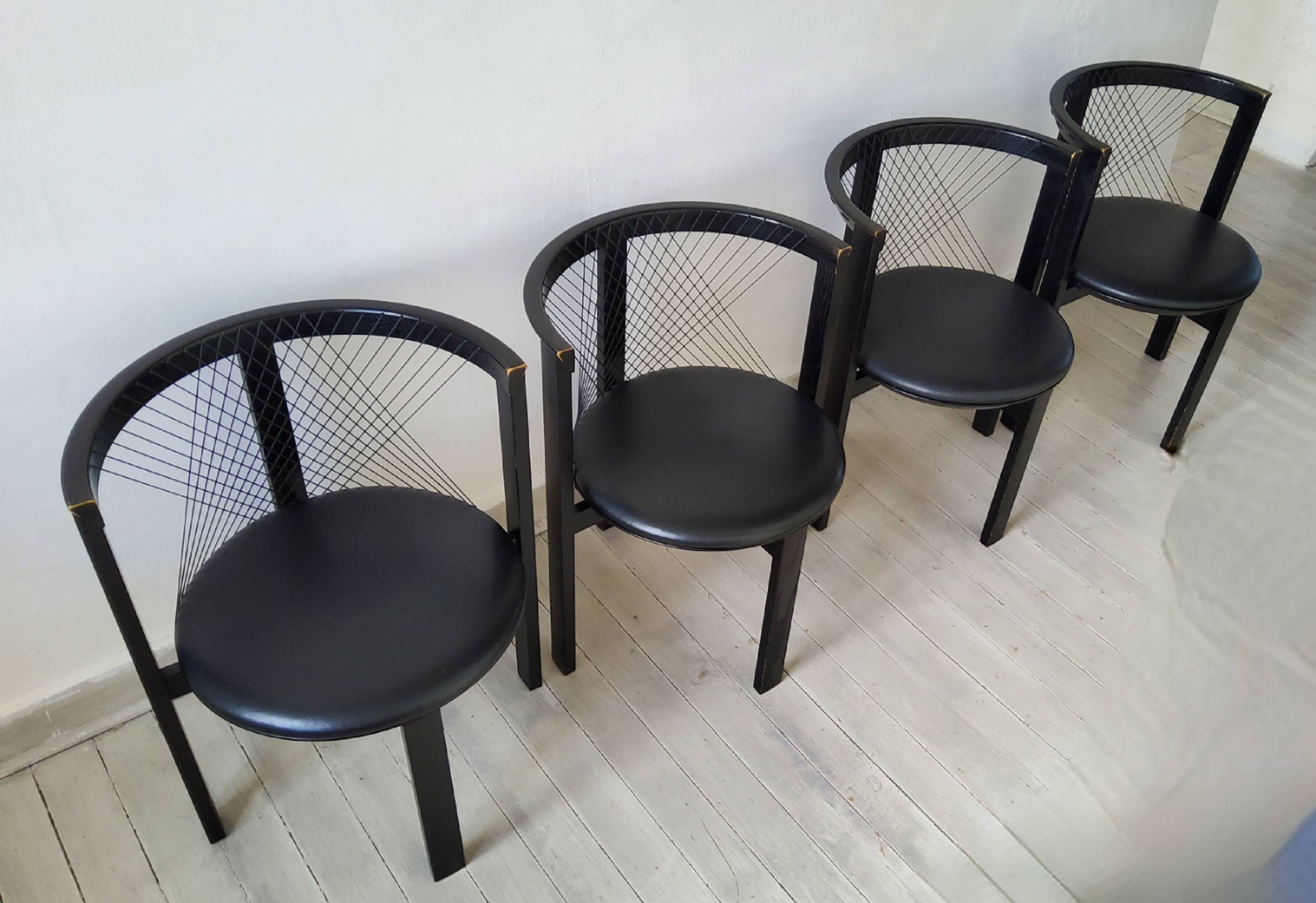 Vintage Niels Jorgen Haugesen String chairs for Tranekaer, Denmark 1980s
