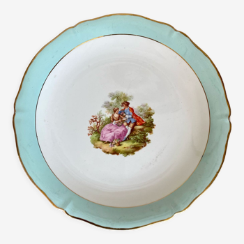 Plat Ceranord France « Fragonard » semi porcelaine vintage