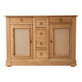 Buffet bas enfilade ancien en chêne clair