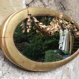 Miroir ovale doré à la feuille d'or 106 x 38 cm