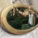 Golden oval mirror with gold leaf 106 x 38 cm