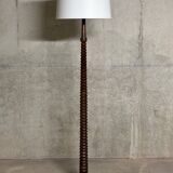 Charles Dudouyt style turned oak wood floor lamp 1940