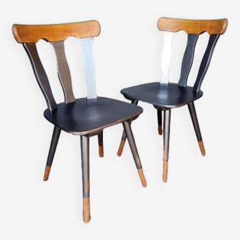 Pair of 2 vintage brasserie bistro chairs