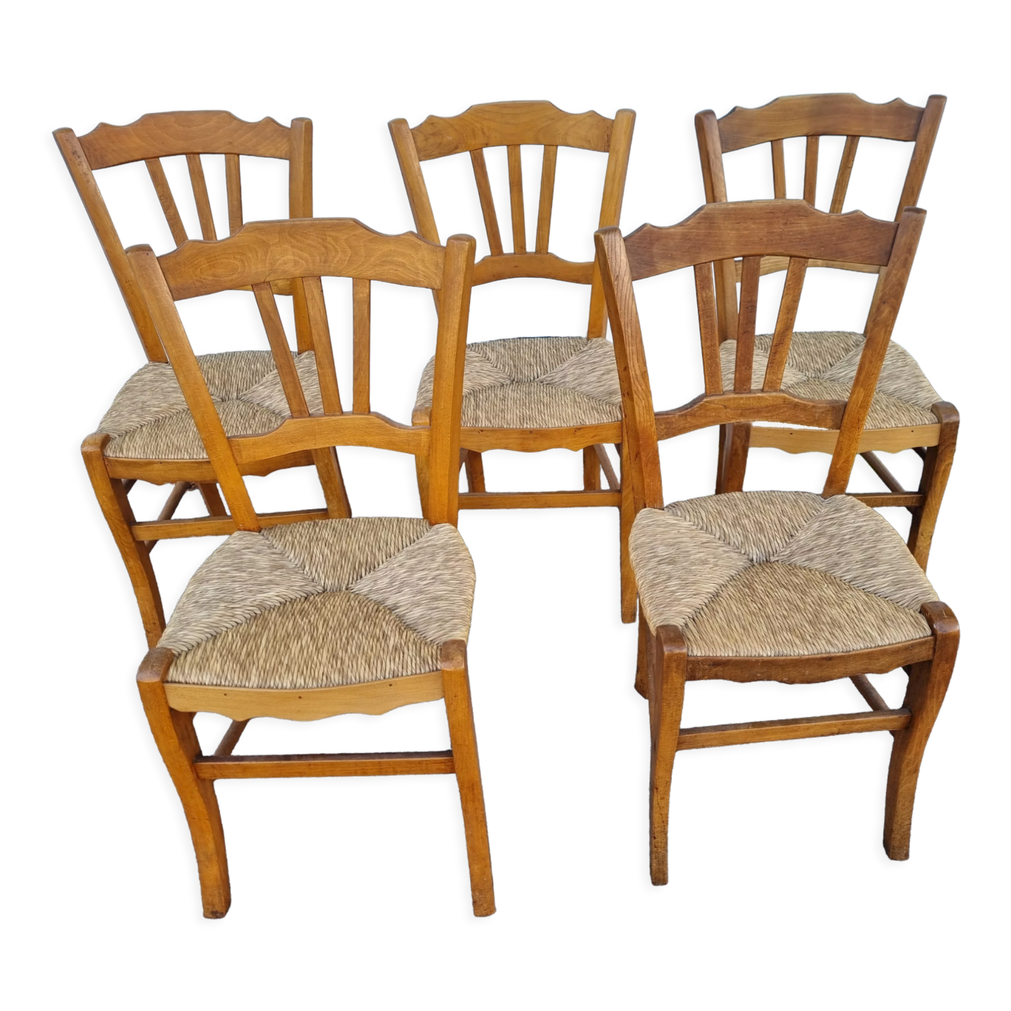 5 rustic straw chairs from 1970/80