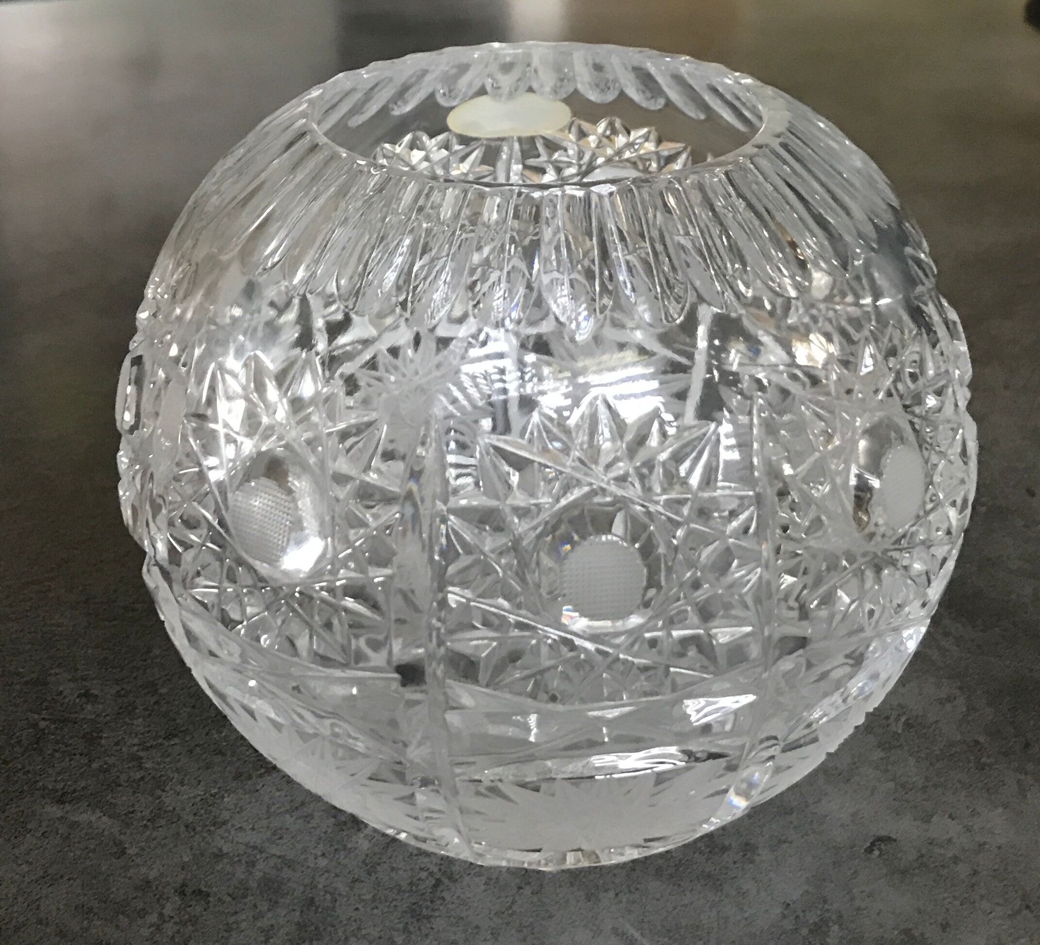 Vase crystal ball schonborner bleikristall germany floral motifs