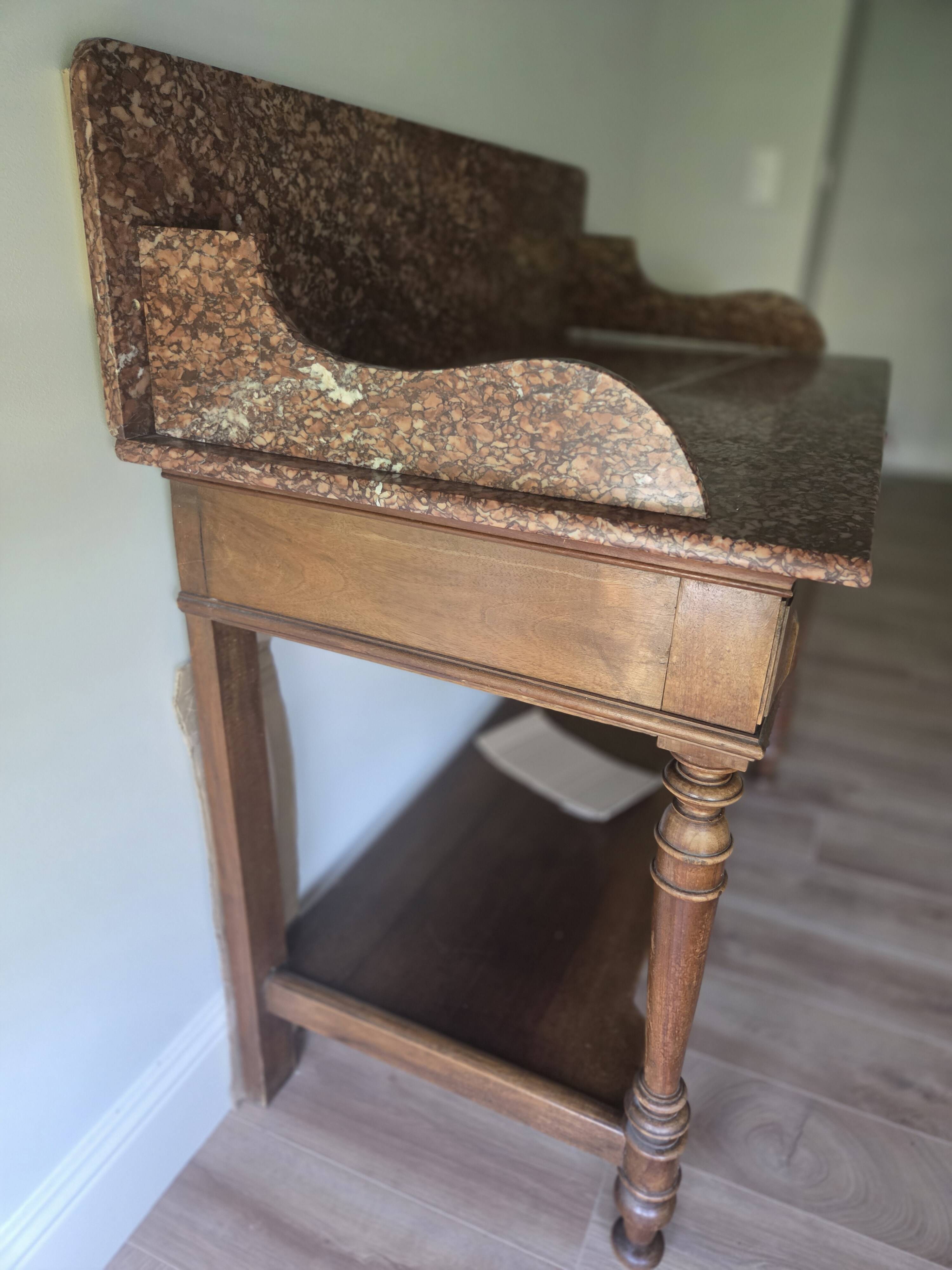 Antique wooden and red marble washstand – late 19th century
