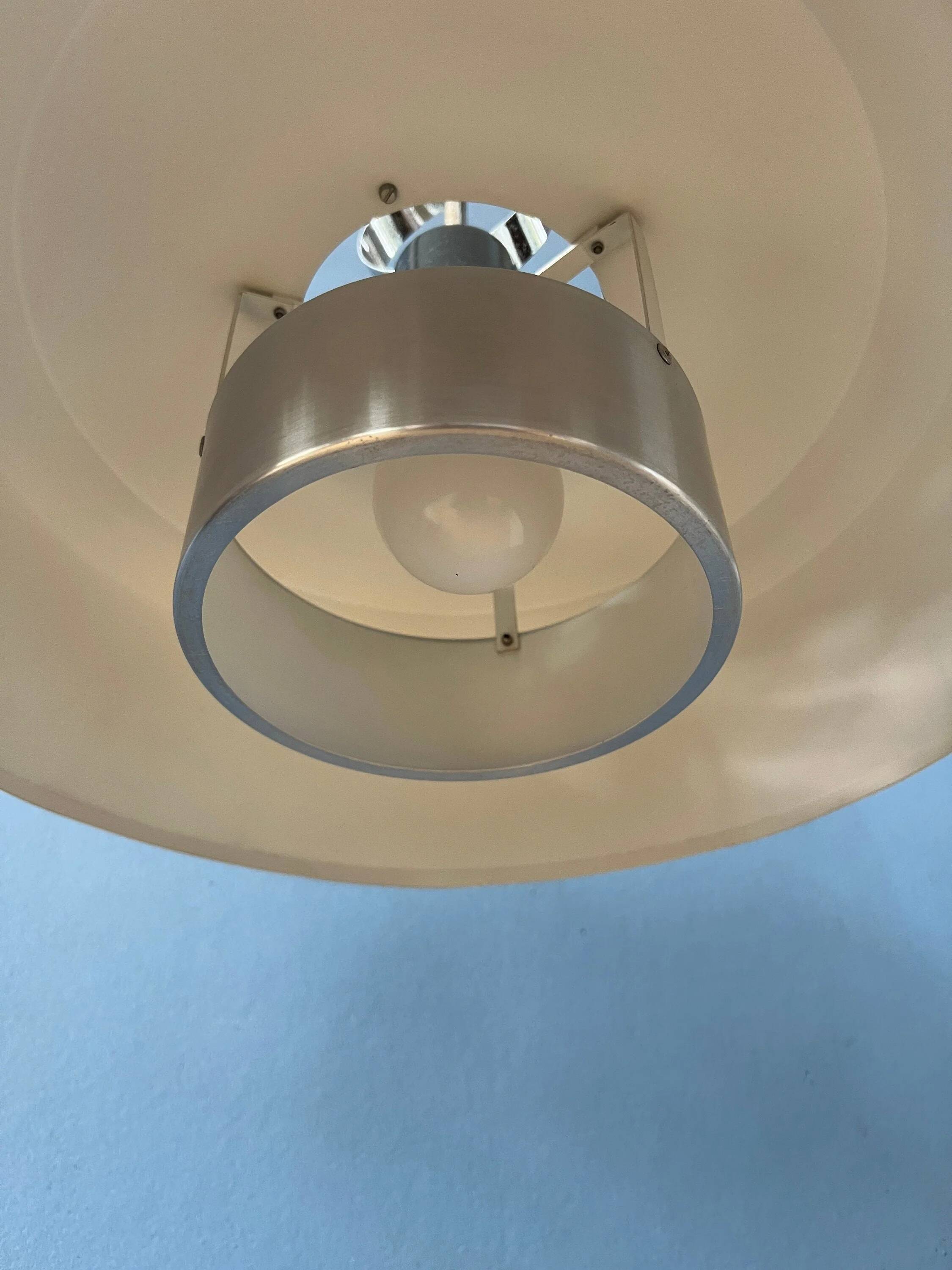 Mid-Century aluminium pendant with orange lacquer