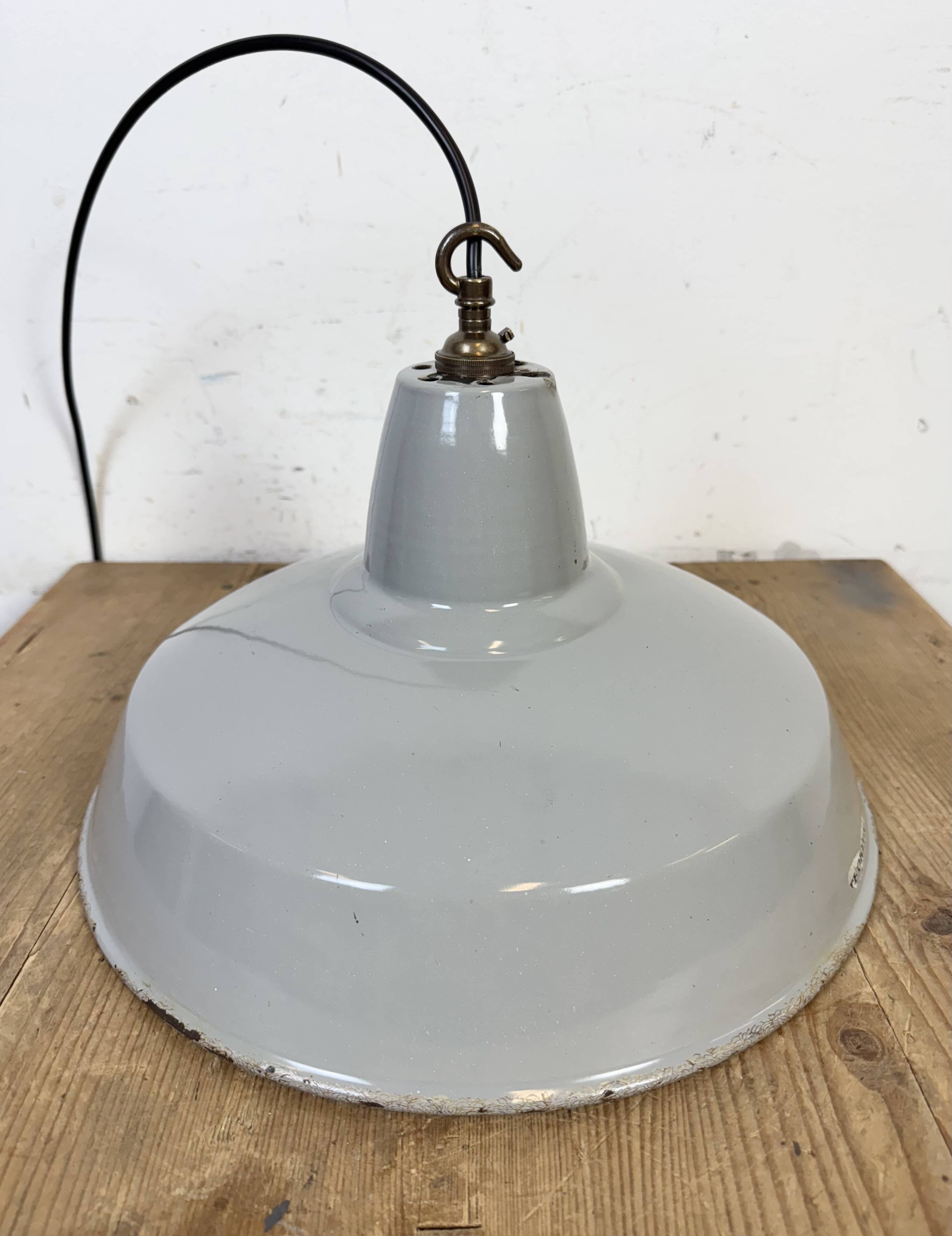 Industrial Grey Enamel Factory Pendant Lamp from Thorlux, 1960s