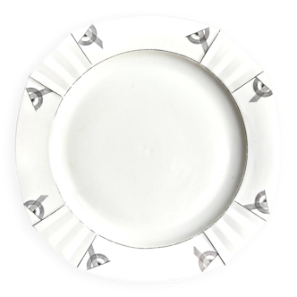 Plat en porcelaine blanche et argentée, service "Casablanca"