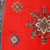 Tapis vintage fait main Berbère en laine rouge éclatant (170cm x 240cm)