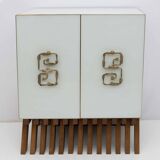 Postmodern Italian Bar Sideboard Murano Glass and Brass, 1980s