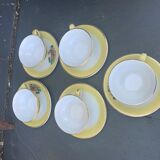 Coffee service or tea in vintage yellow and white porcelain
