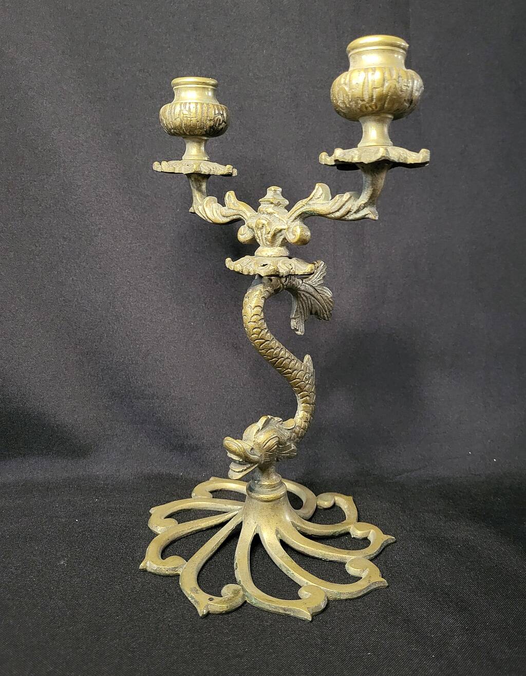 Pair of Koi Fish Candle Holder Solid Brass