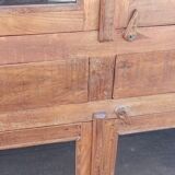 Antique teak cabinet with two drawers and four doors
