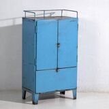 Armoire vintage de style industriel avec patine bleue (c.1950)
