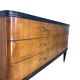 Commode en acajou plaqué avec plateau en verre vert, années 1950