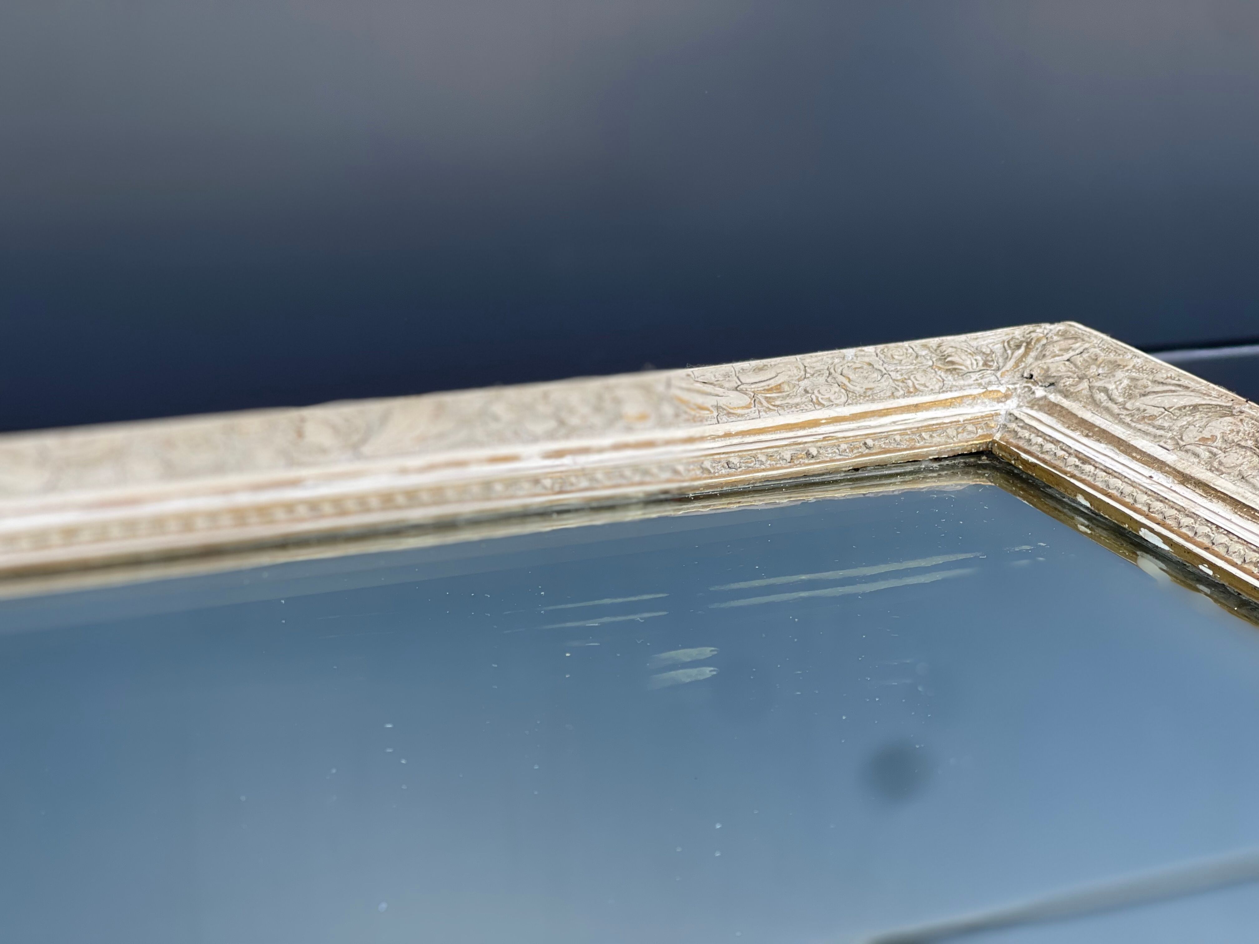 Antique mirror beveled glass Louis Philippe patinated 62x86cm