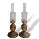 Portuguese rustic brass and frosted glass bedside lamps 1960s set of 2