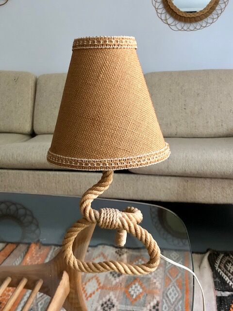 Table lamp rope and raffia