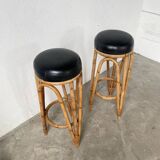 Pair of high rattan stools