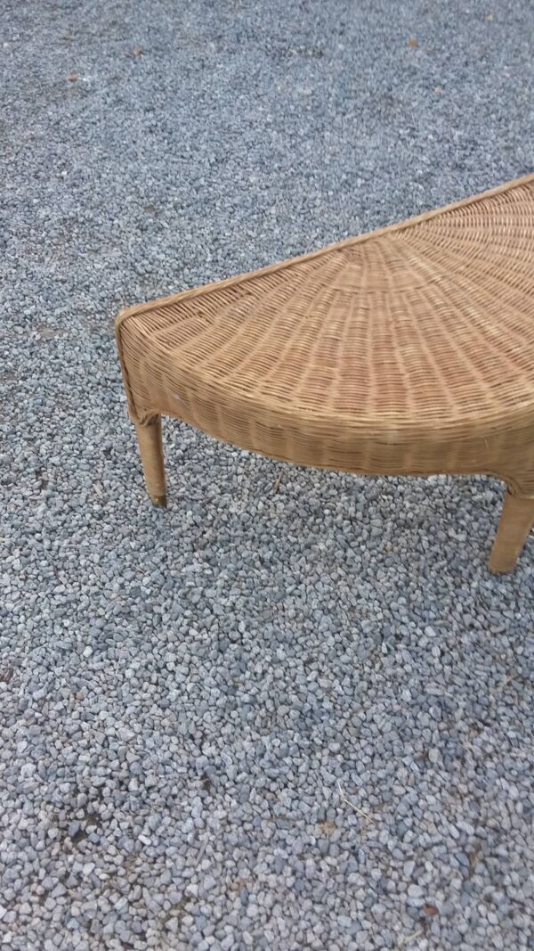 Fauteuil rotin et table basse rotin design des années 70