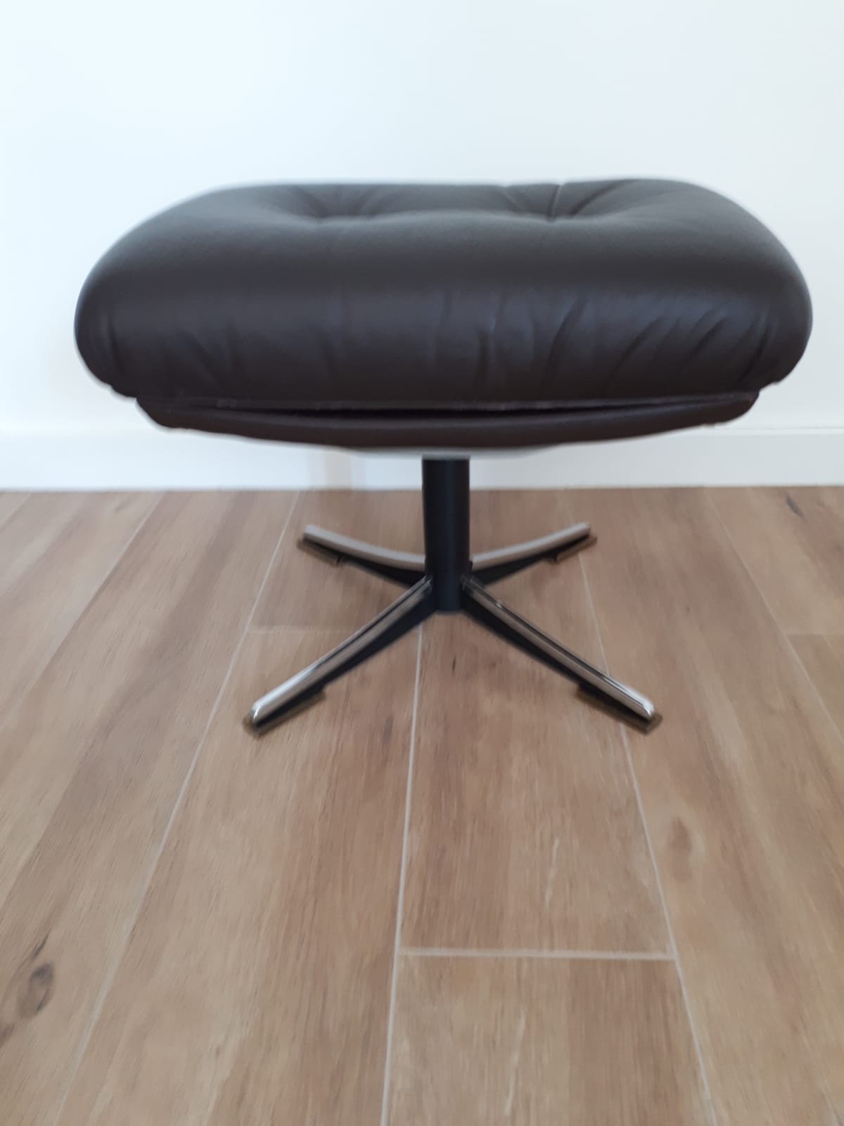 Leather pouf, Germany, 70s