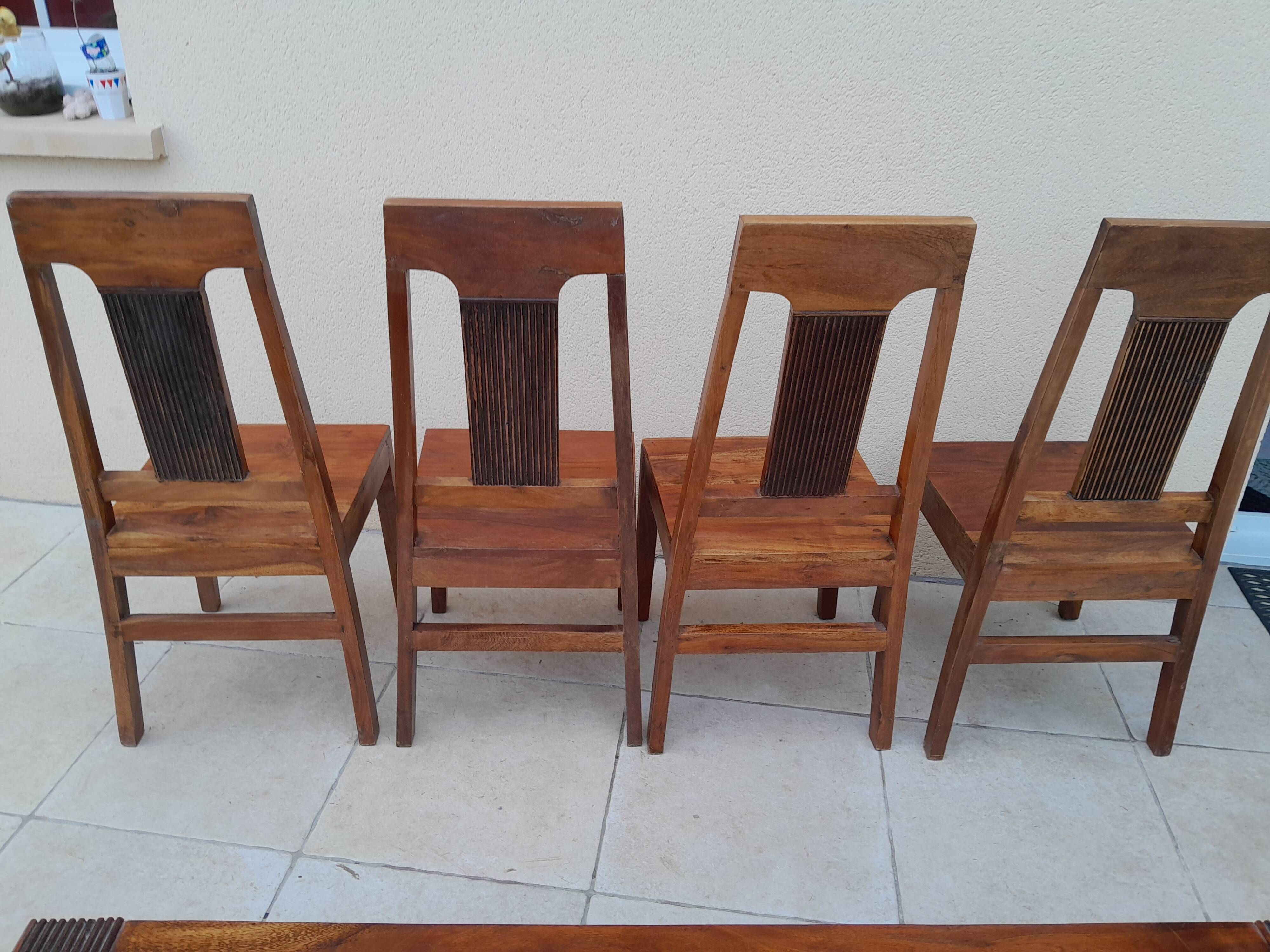 Vintage solid rosewood chairs and bench