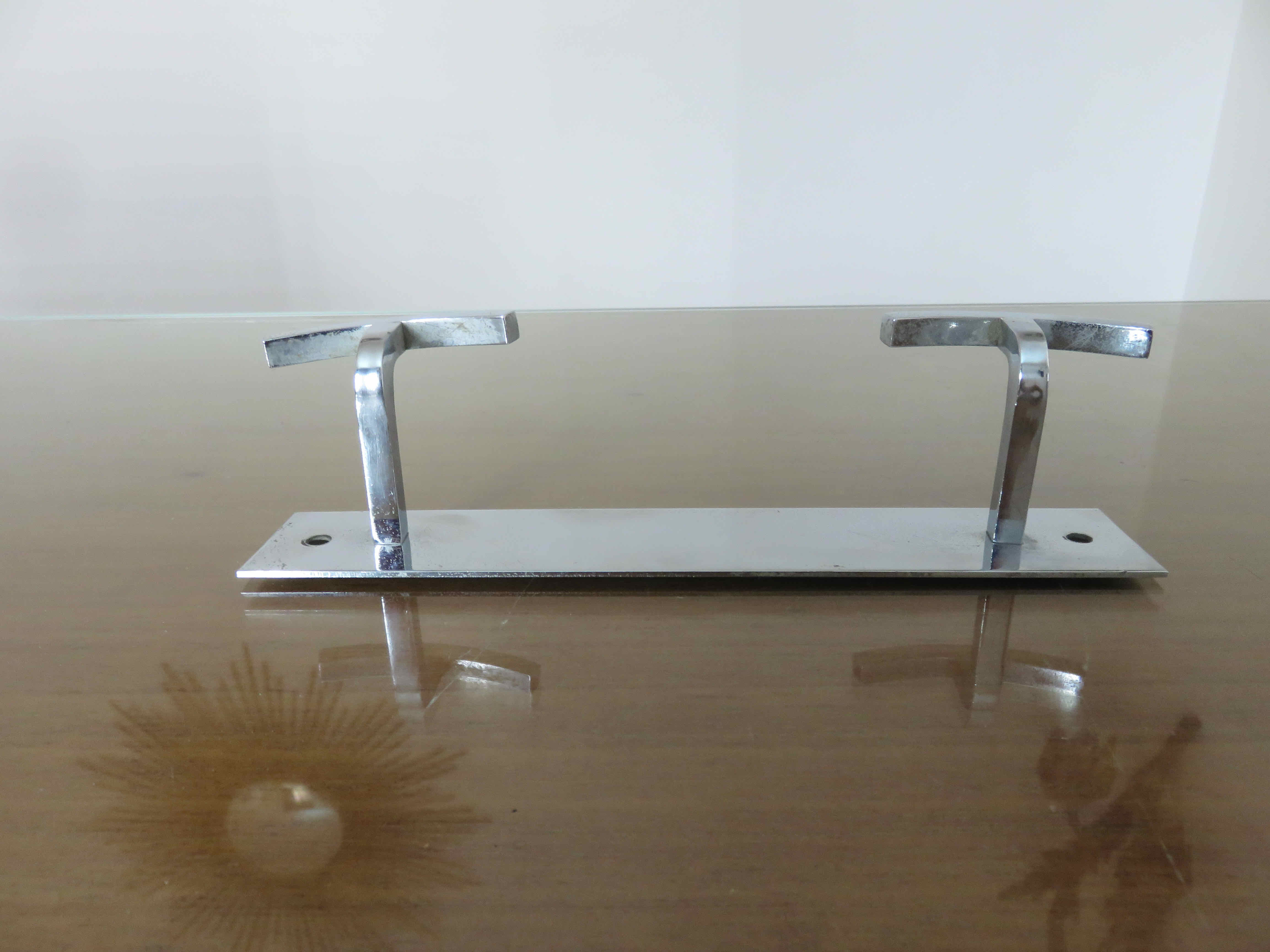 Coat rack in chrome brass 2 hooks 70s