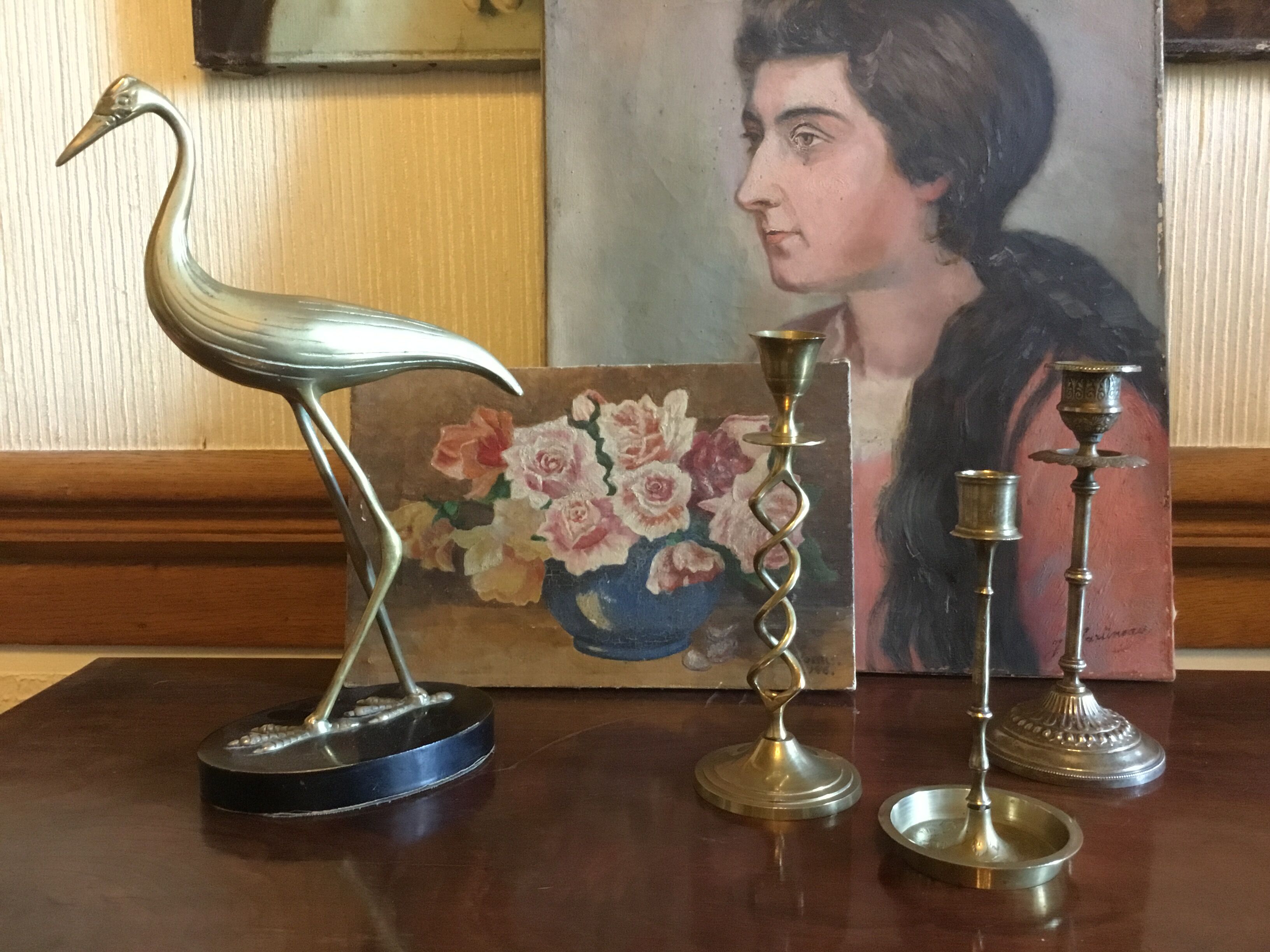 Three old candlesticks