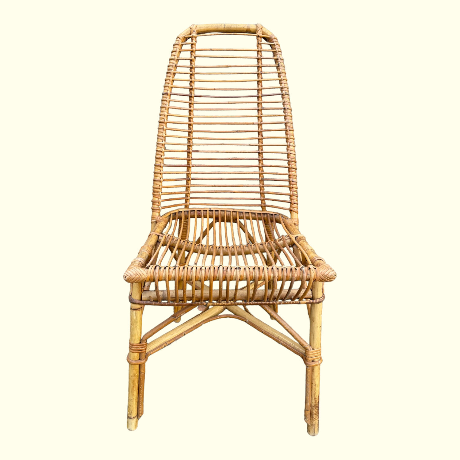 Bamboo and rattan desk and chair set, circa 1970