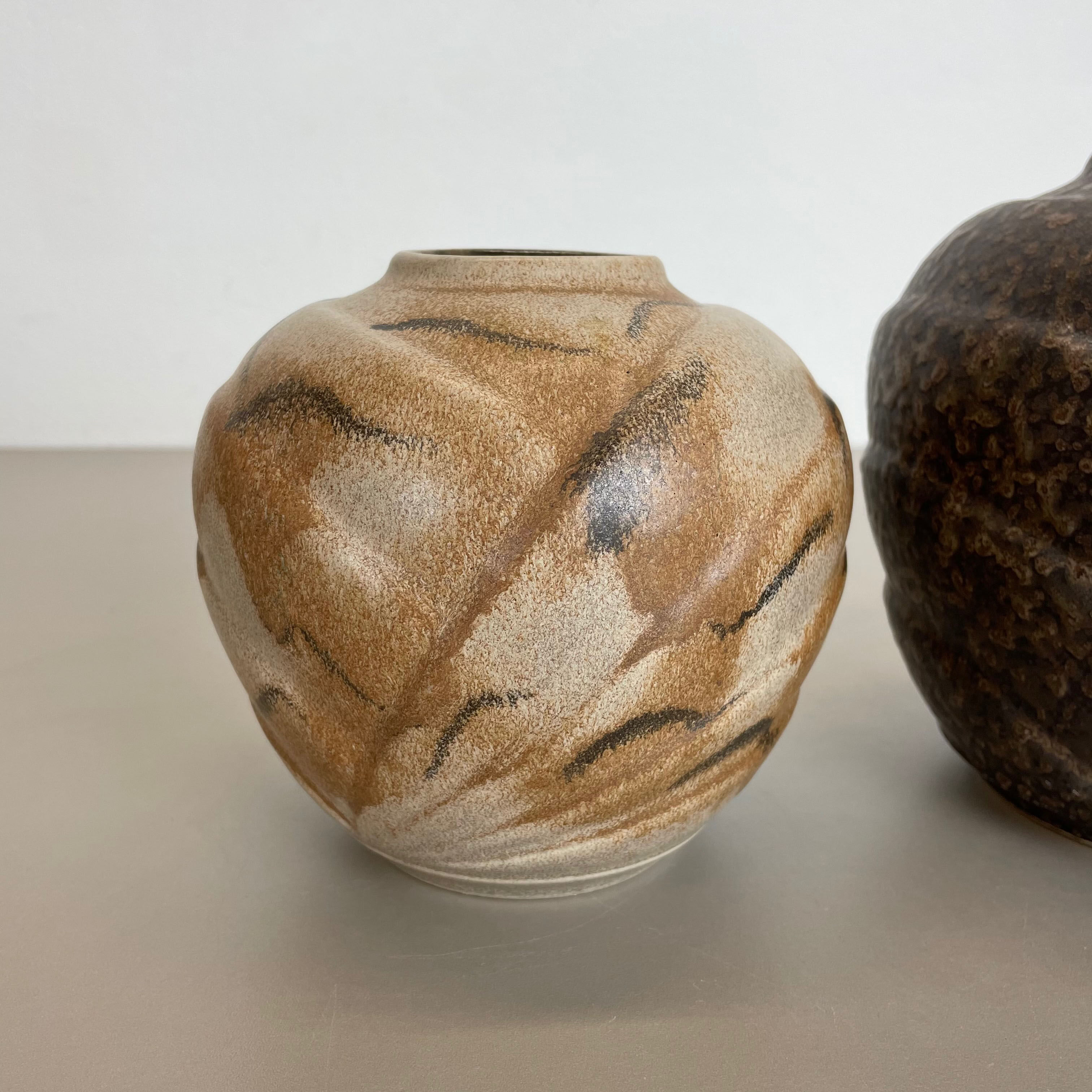 Set of 2 Multi-Color Fat Lava Op Art Pottery Vase Made Bay Ceramics, Germany