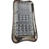 Silver-plated metal and glass hors d'oeuvre tray