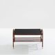 Jacques Adnet coffee table in red saddle-stitched leather and brass, 1950s