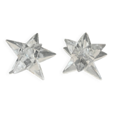 Set of two transparent glass star candle holders