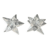 Set of two transparent glass star candle holders