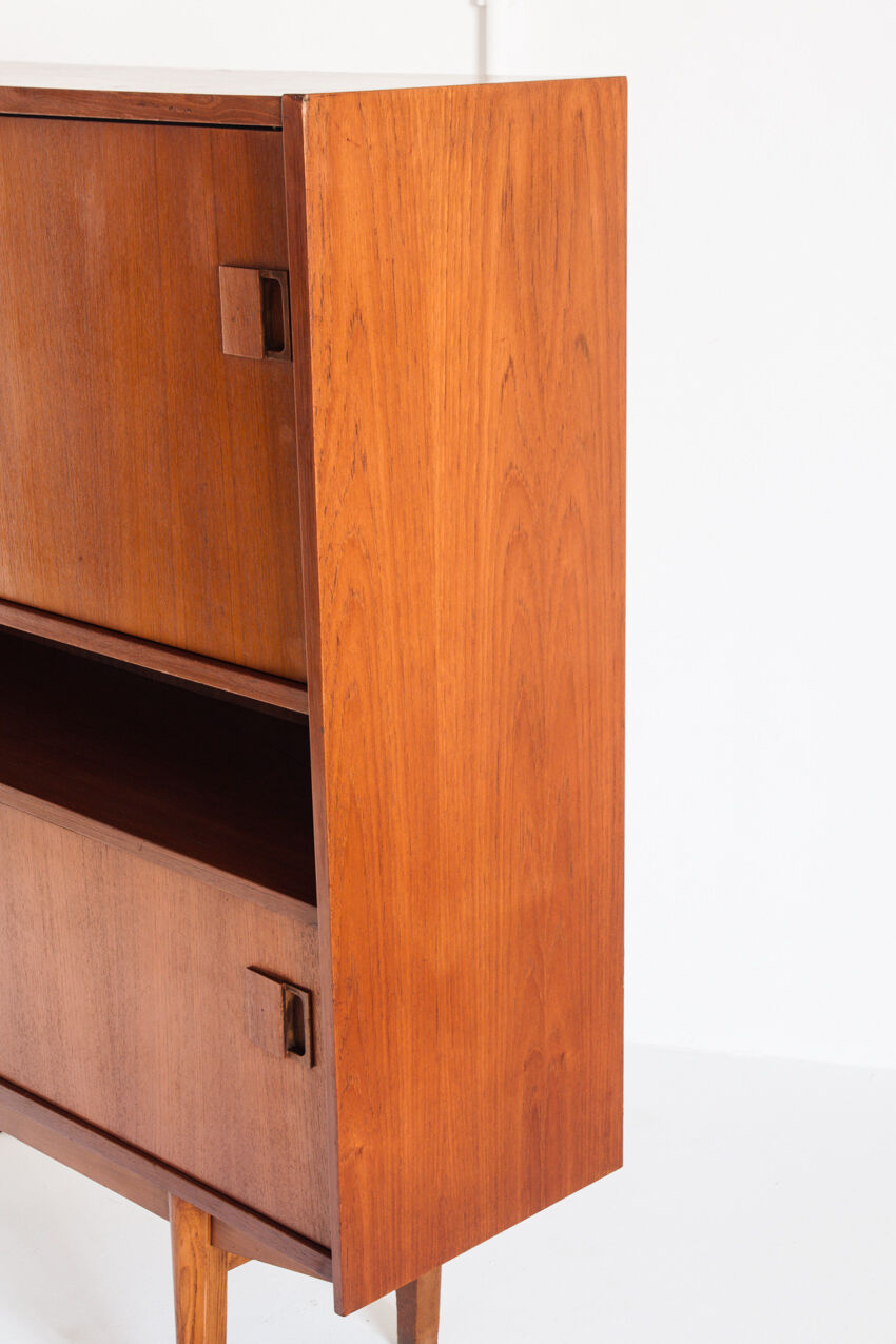 Vintage teak buffet with sliding doors, France 1960