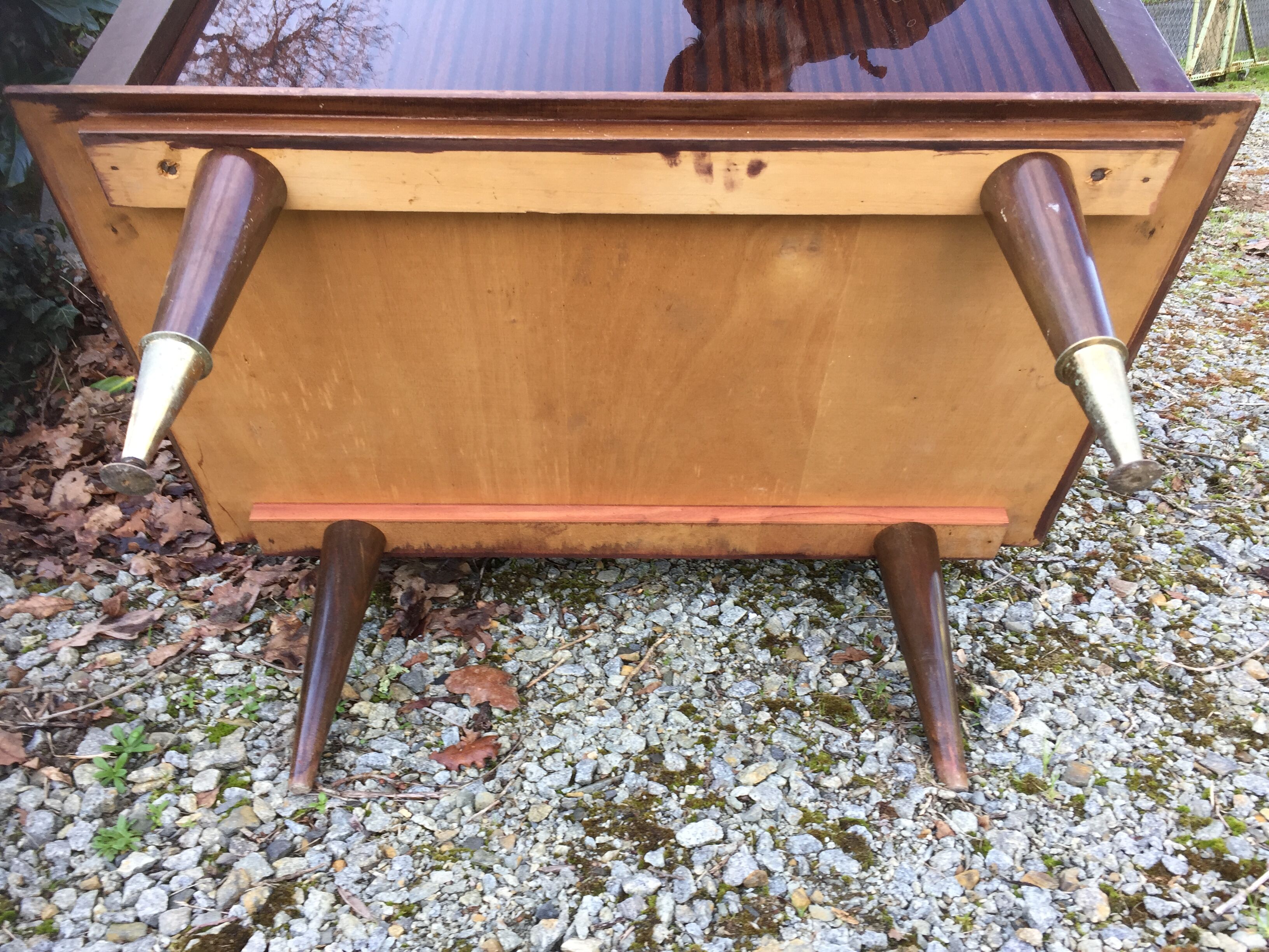 Vintage bar with swivel door in varnished mahogany