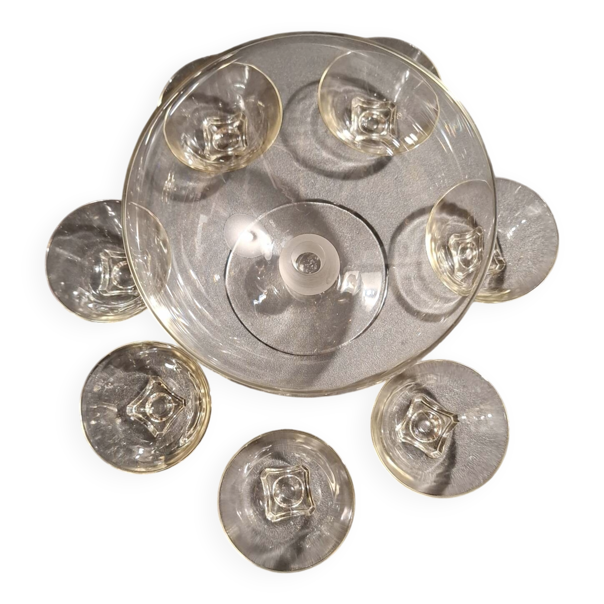 Crystal fruit bowl with 6 small bowls