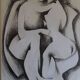 Large framed ink drawing – Embracing couple
