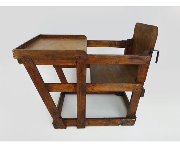 Ancienne chaise pour enfant avec table en bois, chaise à poser ou accrocher.  Année 50 60 | Selency