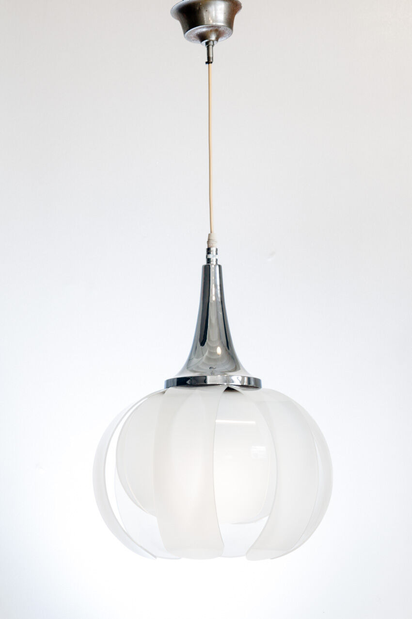 Vintage ceiling lamp in methacrylate and chrome metal, Spain, 1970