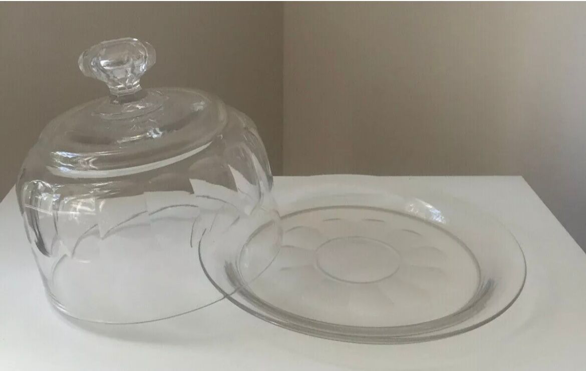 Beautiful cheese dome and its crystal tray
