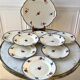 Cake consisting of a cake dish and 8 dessert plates Digoin Sarreguemi