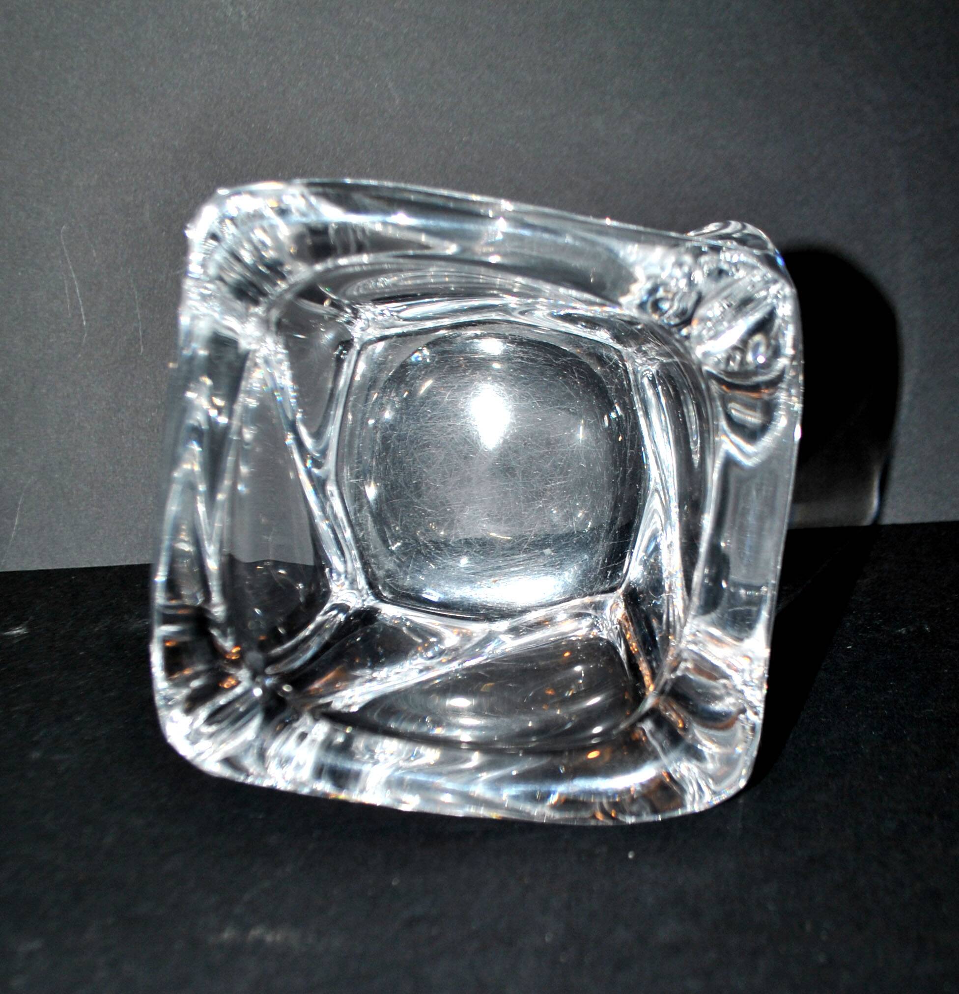 Ashtray in blown crystal DAUM France DESIGN Modernist 1960
