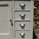 Antique sideboard / charming solid pine workshop furniture with a patina.